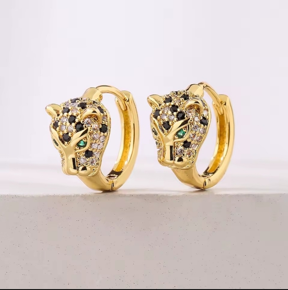 Luxury AAA CZ Zircon Leopard Earrings Stainless Steel